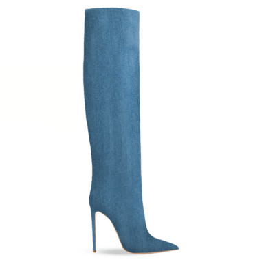 Identita Shoes Deborah Denim Jeans Boots Stiefel Heels Overknee EU40