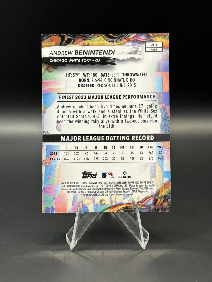 2024 Topps Finest Andrew Benintendi #261 Rare Blue Refractor /150 White Sox - Image 3 of 3