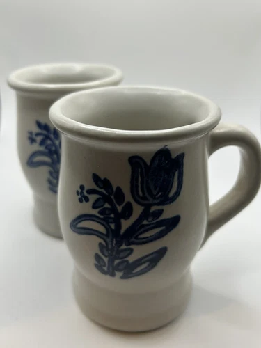 Pfaltzgraff Yorktowne Stoneware Footed Pedestal Coffee Mugs Cups - VTG  Set of 2