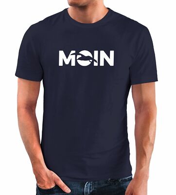Herren T-Shirt Moin Möwe Hamburg Nordisch Norden Dialekt Guten Morgen Fun-Shirt