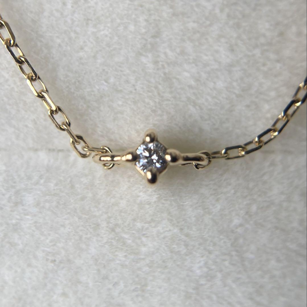 Ete 1P Diamond Simple Design Yellow Gold Bracelet K18 YG Ete 1P Diamond Simple Design Yellow Gold Bracelet K18 YG