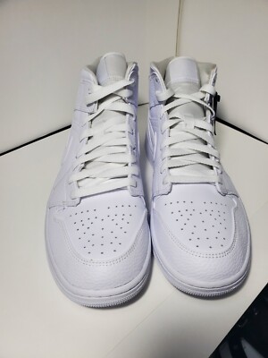 NEW Nike Air Jordan 1 Mid 11 Triple White chicago black low high 554724-130
