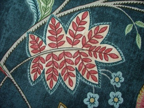 Rebozuelos Azul Marino Ornamentado Pájaro Cortina de Algodón Floral Tela - Imagen 12 de 24