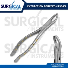 Heavy Duty Extraction Forceps #150AS - Gold Hollow Python Grip German Grade