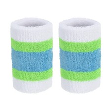 2Pcs 8x10cm Sport Wristbands Cotton Athletic Sweatband White Green Blue