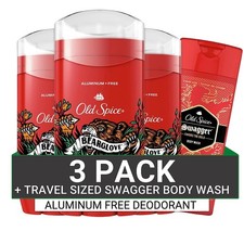 Old Spice Deodorant Bearglove 3 oz Pack of 4  Travel Swagger Body Wash