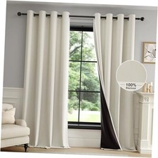 100 Beige Blackout Curtains for 52"W x 84"L Pack of 2 Grommet Beige