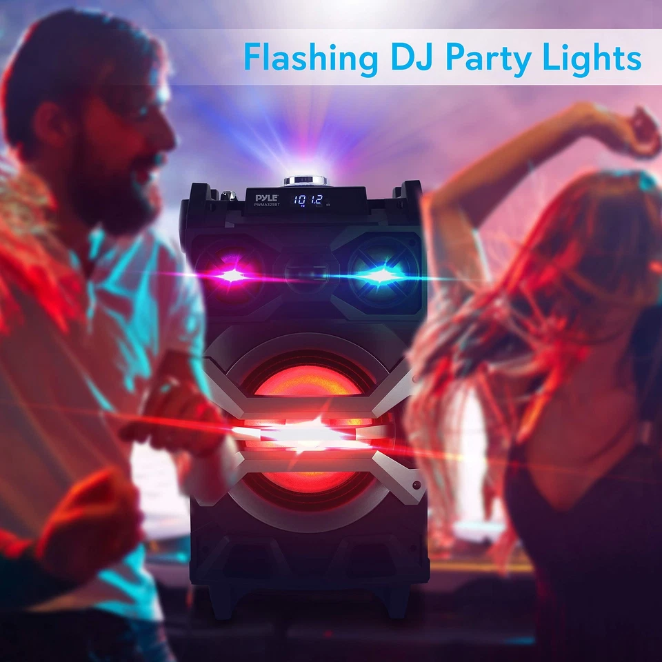 Pyle Portable PA System Speaker with Bluetooth USB Rechargeable Mic and DJ Li... - Image 4 of 4