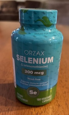 Orzax Selenium 200 Mcg 180 Capsules Dietary Supplement Yeast Free 3/25