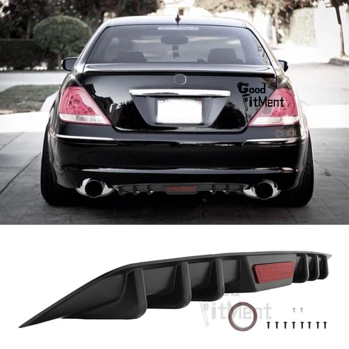 For Acura RL 1996-2012 Black Rear Bumper Lip Diffuser Spoiler Splitter 6 Fins US