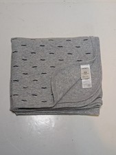 Carter's One Size Gray Cotton Jersey Knit Baby Swaddle Blanket Blue Mustache