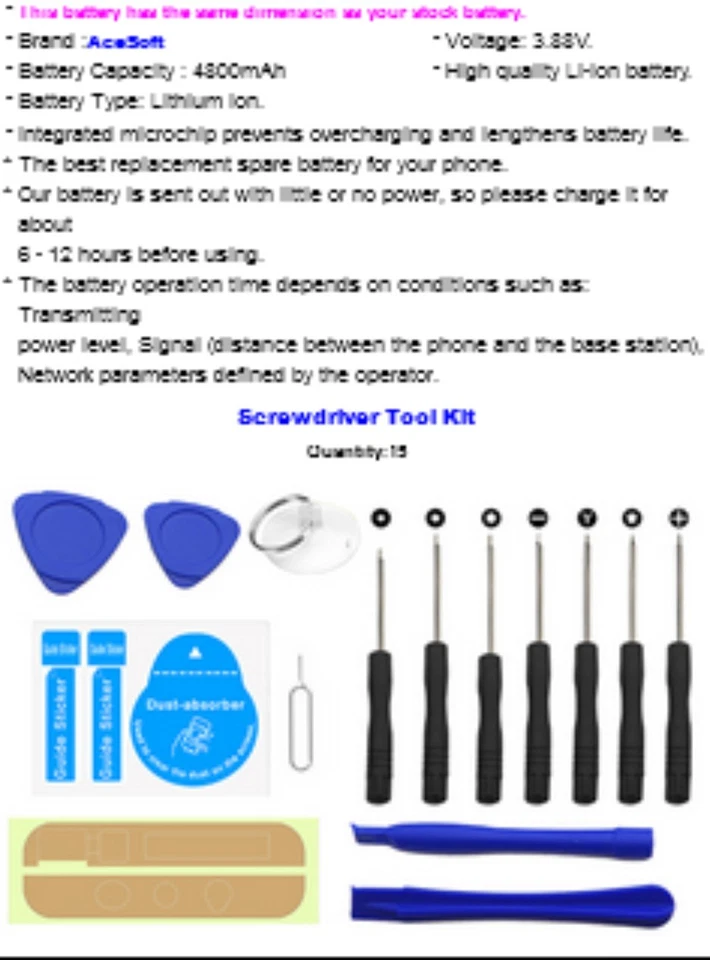Juego de herramientas de batería de alto grado 4800 mAh para Nokia XR20 5G TA-1362 TA-1368 TA-1371 EE. UU. Foto 3 de 3
