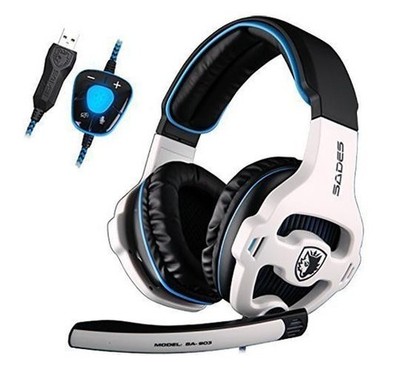 USB Stereo Gaming Headphone 7.1 Surround Sound PC Mac Over-Ear Headset Mic SA903
