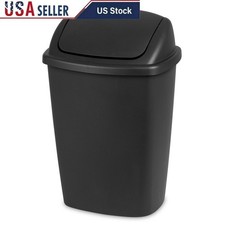 Swing Top Trash Can 7.5 Gallon Indoor Garbage Bin Easy Clean Plastic Black New