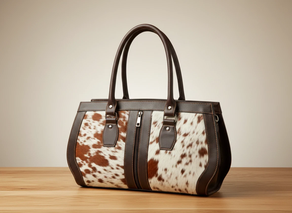 Genuine Cowhide Leather Hair-On Western Tote Bag Purse for Women Handbag Large