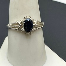 NV Signed Prong Set Oval Sapphire 925 Sterling Silver Ring Sz 9.50