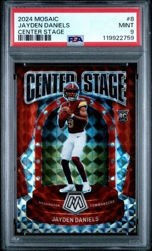 2024 PANINI MOSAIC CENTER STAGE #8 JAYDEN DANIELS ROOKIE RC PSA 9