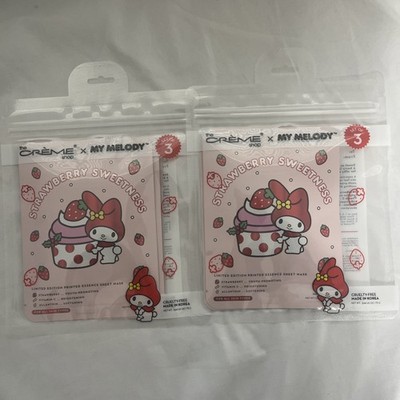 X2 NEW Creme Shop x Hello Kitty MY MELODY SHEET MASK Strawberry Sweetness Ltd Ed