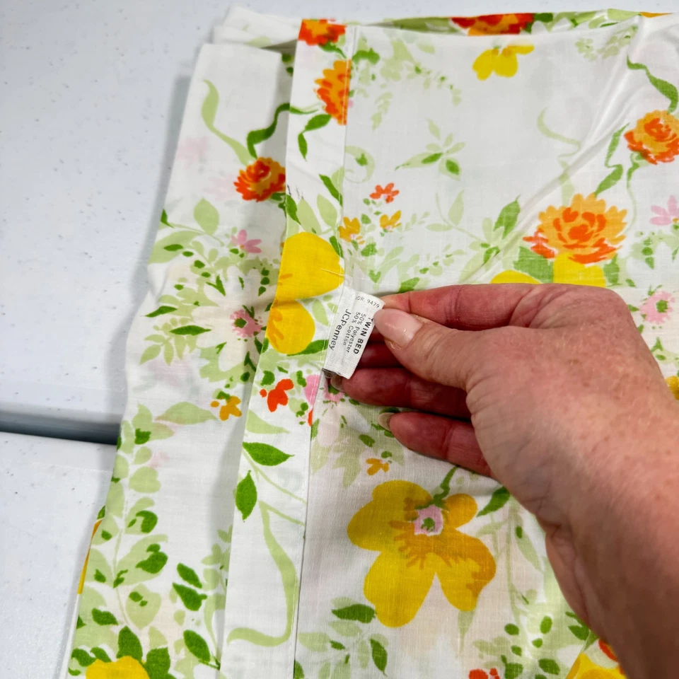 复古 jcpenney 平板双橙色黄色大号花卉花朵 y2k 1487-29 — 第 4/4 张图片