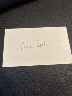 BASEBALL SIGNED WARREN SPAHN (HOF) 3 X 5 INDEX CARD BOSTON/MILWAUKEE BRAVES