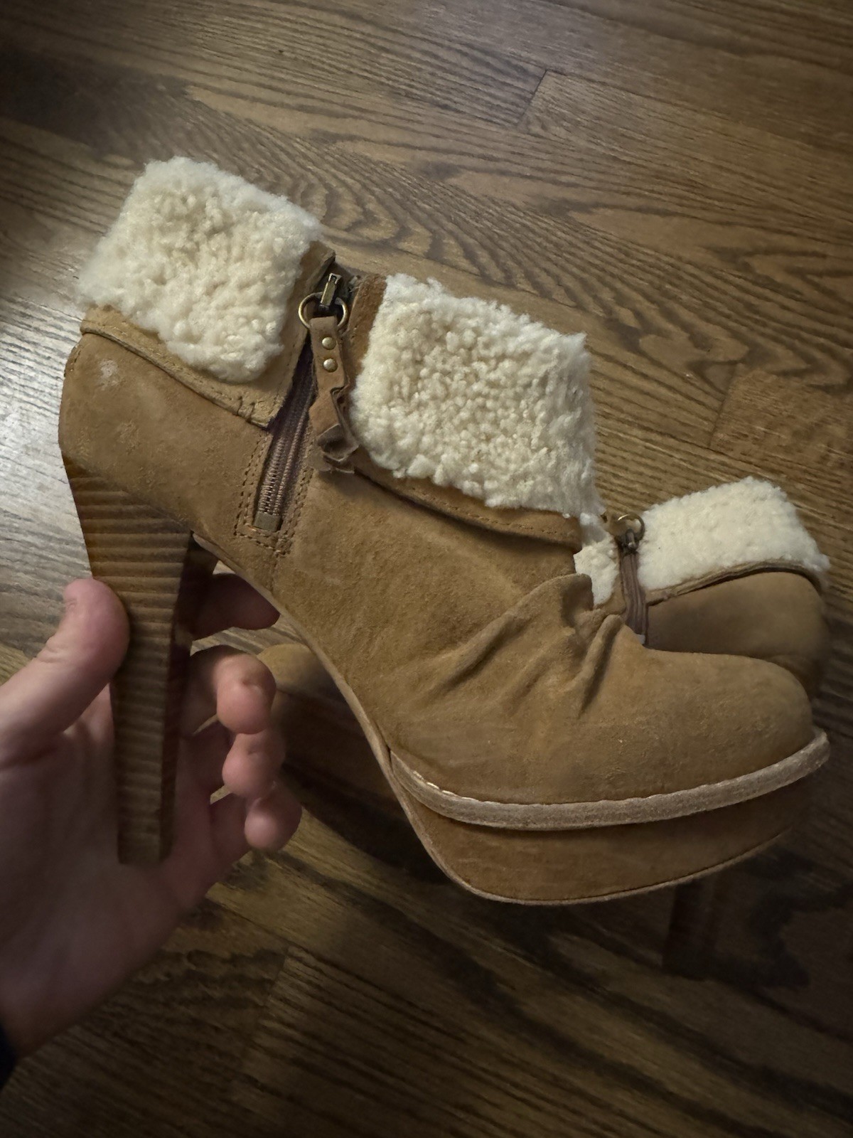 UGG GEORGETTE Ankle Platform Chestnut Nubuck Fur … - image 6