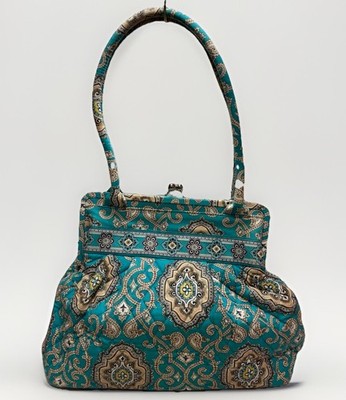 Vera Bradley Alice Kiss Lock  Totally Turquoise  Quilted Purse #5721