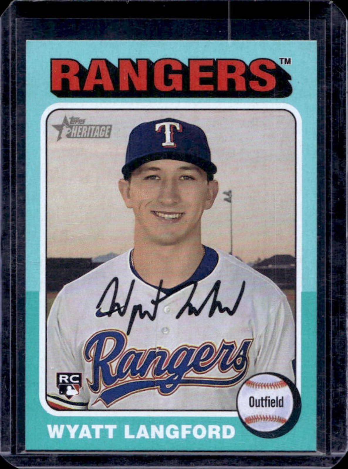 2024 Topps Heritage High Number Wyatt Langford RC Aqua Border #581 Rangers