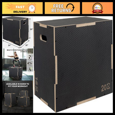 3-in-1 Non-Slip Wooden Plyo Box - Jump Exercise Platform, Home Gym Training Step