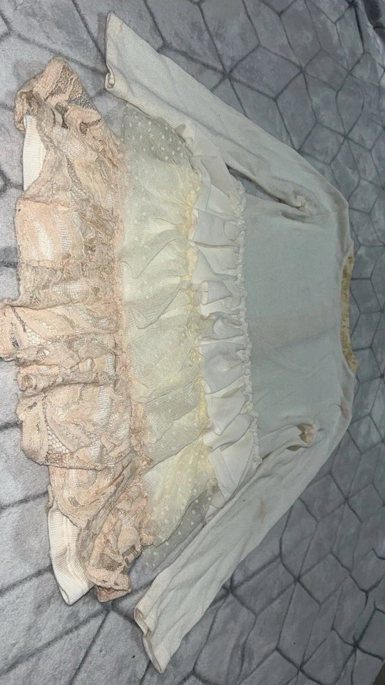 Vintage Persnickety Girl Dresssize 8 Cream Long Sleeve Ruffle Tulle Lace Layered - Image 4 of 4