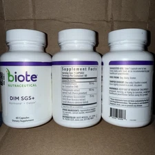 Biote Nutraceuticals DIM SGS + - Hormone + Detox 60 Capsules Lot 3 Bottles 03/26