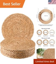 Round Woven Placemats 13 Inch Set of 10 - Boho Rattan Placemat Natural Water ...
