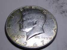 1967 P 40% Silver clad Kennedy Half Dollar $0.50 with Planchet seperation Error