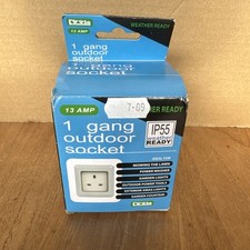 Weatherproof Outdoor 13A 1 Gang Unswitched Plug Socket IP55 Garden Outside use