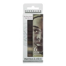 Extra-Soft Half Pastel 6 Stick Set 6 Count Pack of 1 Portrait Dark Tones