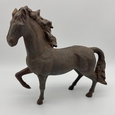 Vintage Heavy Cast Iron Prancing Horse Bank Door Stop Sculpture Equestrian 11  