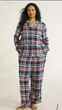 JOYSPUN Women's Plaid Pajama Set Long Sleeve Top And Pants Size Small