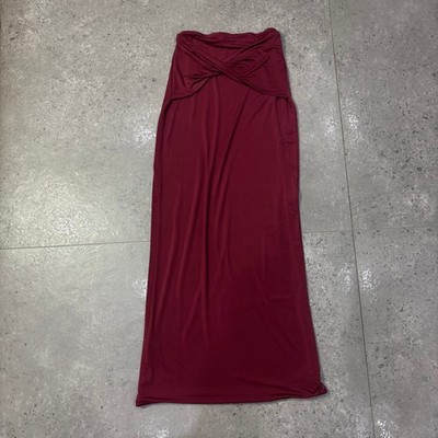 Meshki XXS Maxi Skirt Women's Red Polyester Blend