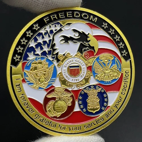 US Army Military Challenge Coin America Eagle Freedom Gold Coin Token Badge