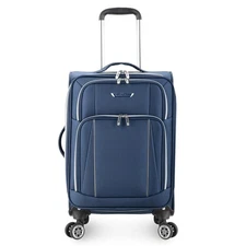 Lares Softside Expandable Luggage with Spinner Wheels, Navy, Carry-On 22-Inch