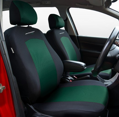 Seat covers fit NISSAN MICRA K11 K12 K13 FULL SET black-green sport line - Picture 3 of 5
