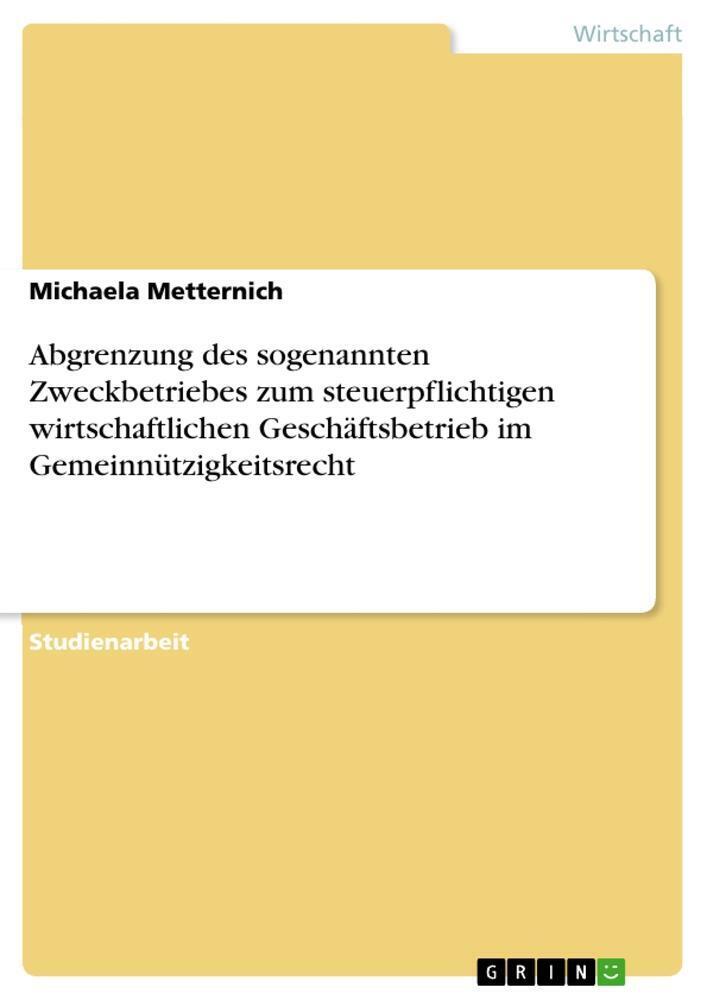 Thumbnail - Abgrenzung Des Sogenannten Zweckbetriebes Zum Steuerpflichtigen...