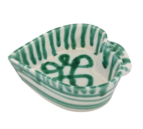 Vintage Gmundner Keramik Dizzy Green Heart Shaped Bowl Austria Pottery - Picture 4 of 12