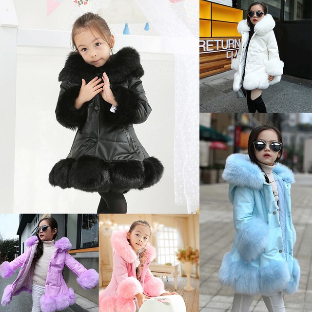 Branded Mini A Ture Girls Winter Viola Real Fur Jacket Ski Purple