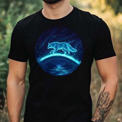 Mens Shining Wolf Motif Cotton T-Shirt Size XS to 5XL