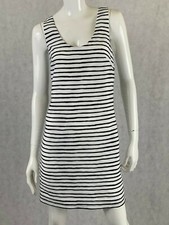 J Crew Womens Black / White Striped Sleeveless polyester Shift Dress Sz ZERO NWT
