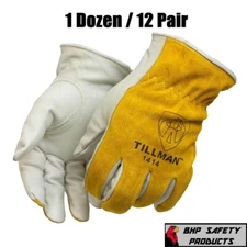 12 Tillman 1414 Grain Pearl Cowhide Split Leather Drivers Protective Work Gloves