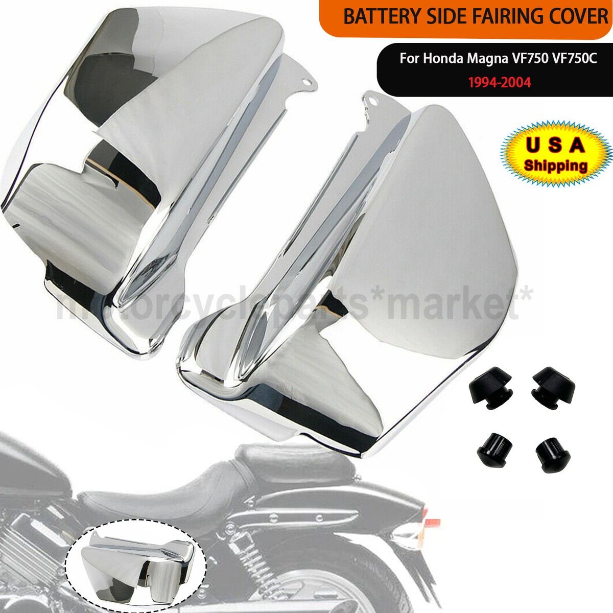 Black ABS Battery Side Fairing Cover For Honda Magna VF750C 1994-2004 (Left & Right)