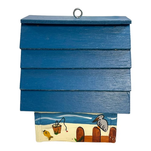 Lighthouse Birdhouse Beach Hand Painted Nautical Wood Whimsical Folk Art 1982 VT - 第 6/11 張圖片