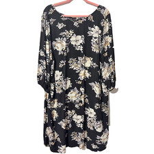 NWT Old Navy Womens Black Taille Forte Floral Balloon Sleeve Shift Dress Size 3X