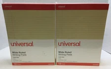Universal 35882 8.5" x 11" Perforated Writing Pad, Wide Rule, Ivory, 24 Pads!